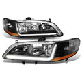 98-02 Honda Accord LED DRL Headlights - Black Housing / Amber Corner
