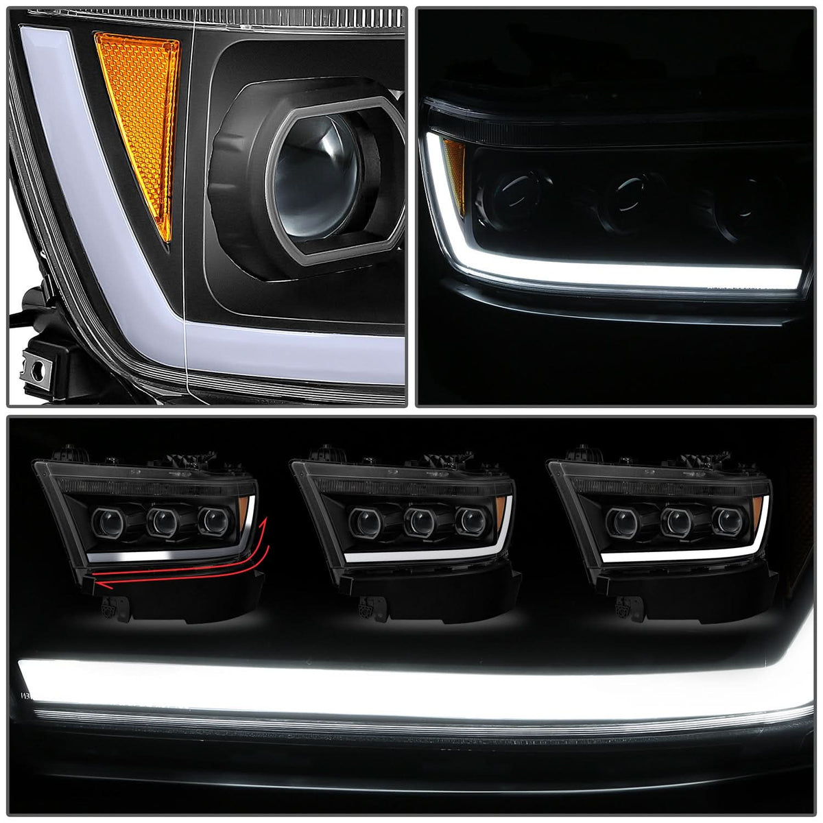 2019-2024 RAM 1500 OE Style Headlights - Black Housing Amber Corner