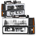 Clear Lens Amber Reflector Black Housing LED Bar Headlights 8PCS