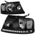 04-08 Ford F-150 / 06-08 Lincoln Mark LT LED DRL Headlights - Black