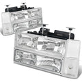 88-93 Chevrolet C10 Chrome Housing Clear Corner 8PC Headlight Set
