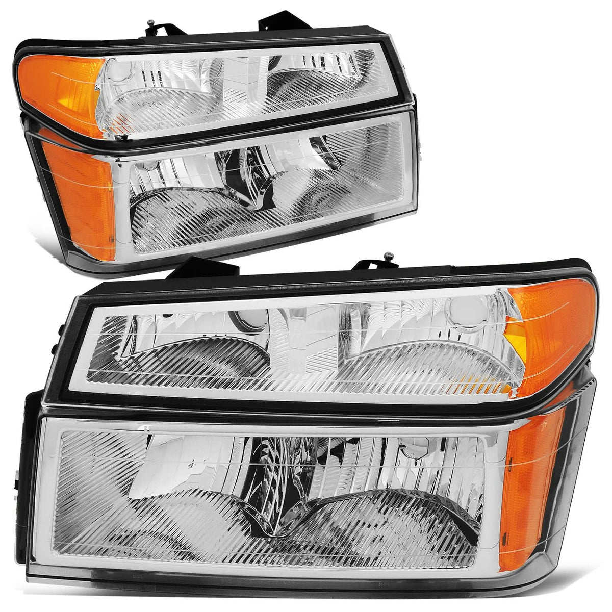 04-12 Chevy Colorado Chrome Headlights w/ Amber Corner 4PC Set