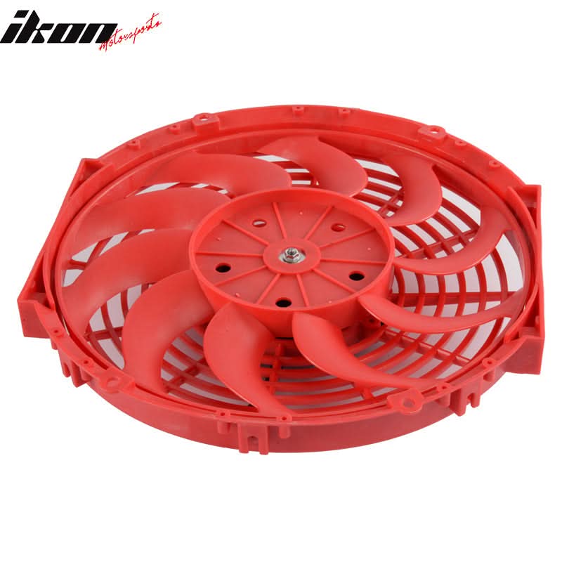 Universal 12 in Red Electric Radiator Engine Cooling Fan W/ Mount Kit