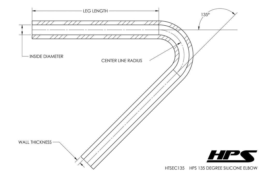 HPS Performance Products HPS 1-3/8" Silicone 135 Degree Elbow Coupler Hose, High Temp 4-ply Reinforced (35mm ID)