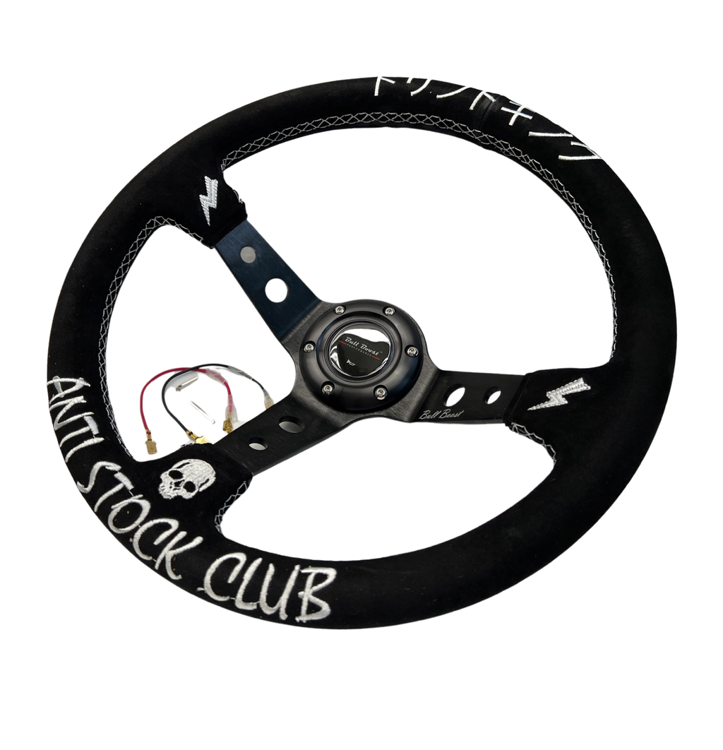 Short Hub Adapter + Suede Steering Wheel For 02-06 Mini Cooper E90