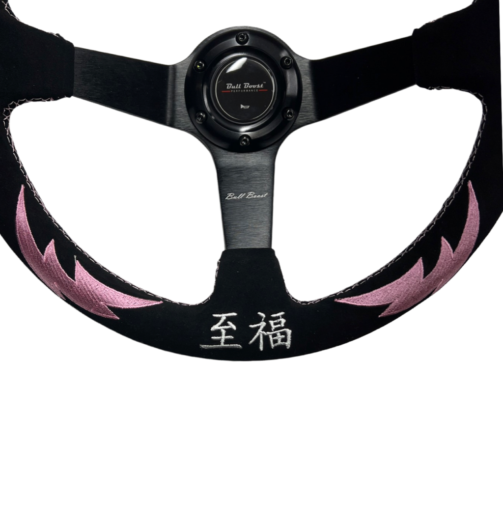 Pink Heart Bliss 6-Bolt Racing Steering Wheel + Hub Adapter Boss Kit for Honda Acura Civic, Del Sol, Integra