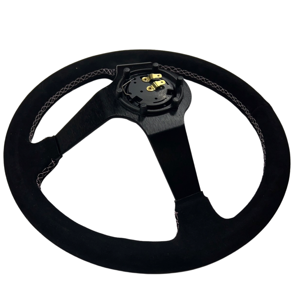 Bliss Heart Short Hub Adapter + Suede Steering Wheel For 01-06 BMW 320 325 328 330 M3 Z4 E90 Mini Cooper E46H
