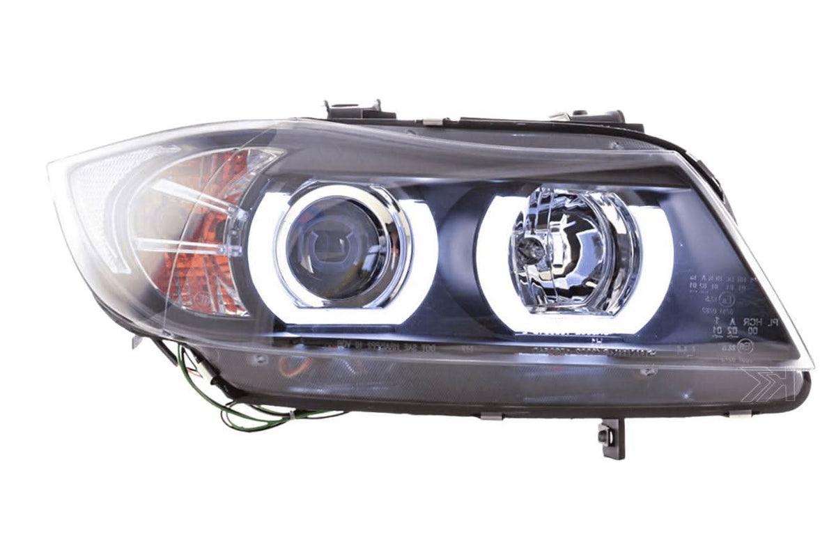 BMW 3-series E90 E91 Black U LED Headlights (2005-2012)