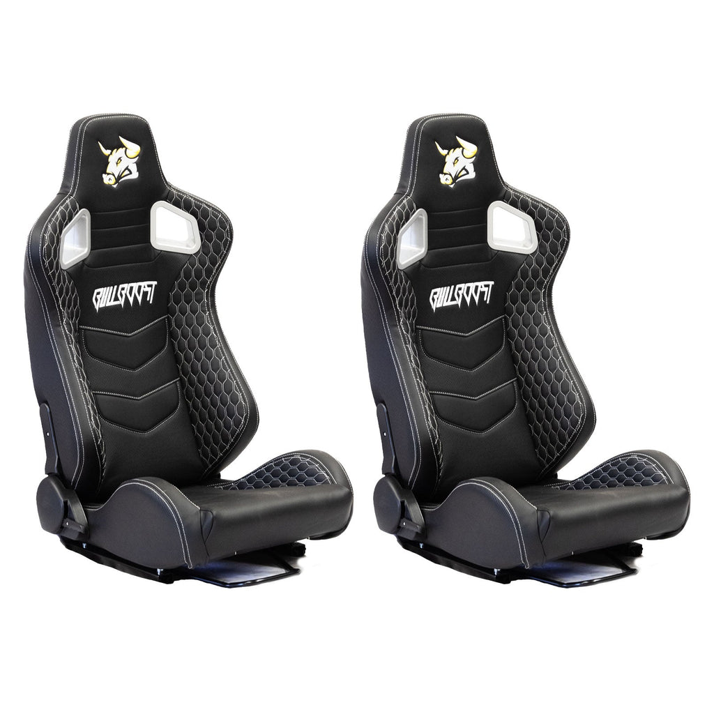 The Chosen Leather Reclinable Bull Boost Racing Bucket Seat with Slider Rails