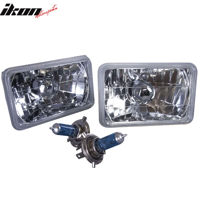 Fits Square Clear Headlights 6X4in H4 Conversion Lamps