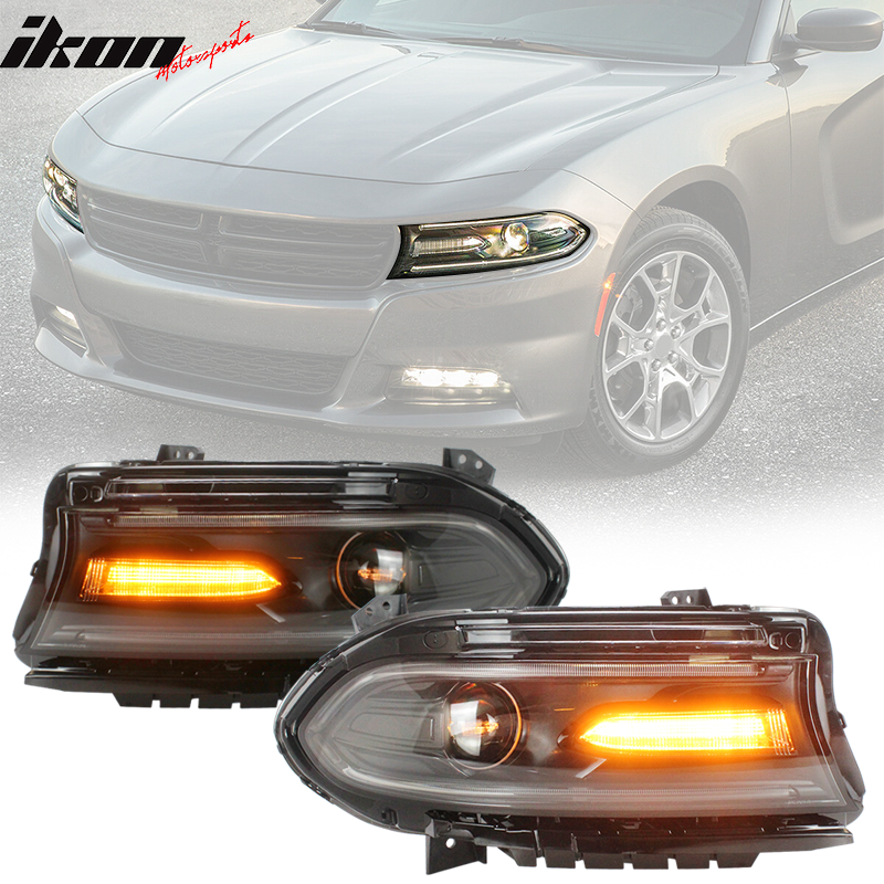 Fits 15-23 Dodge Charger Sequentialindicator LED DRL Headlights