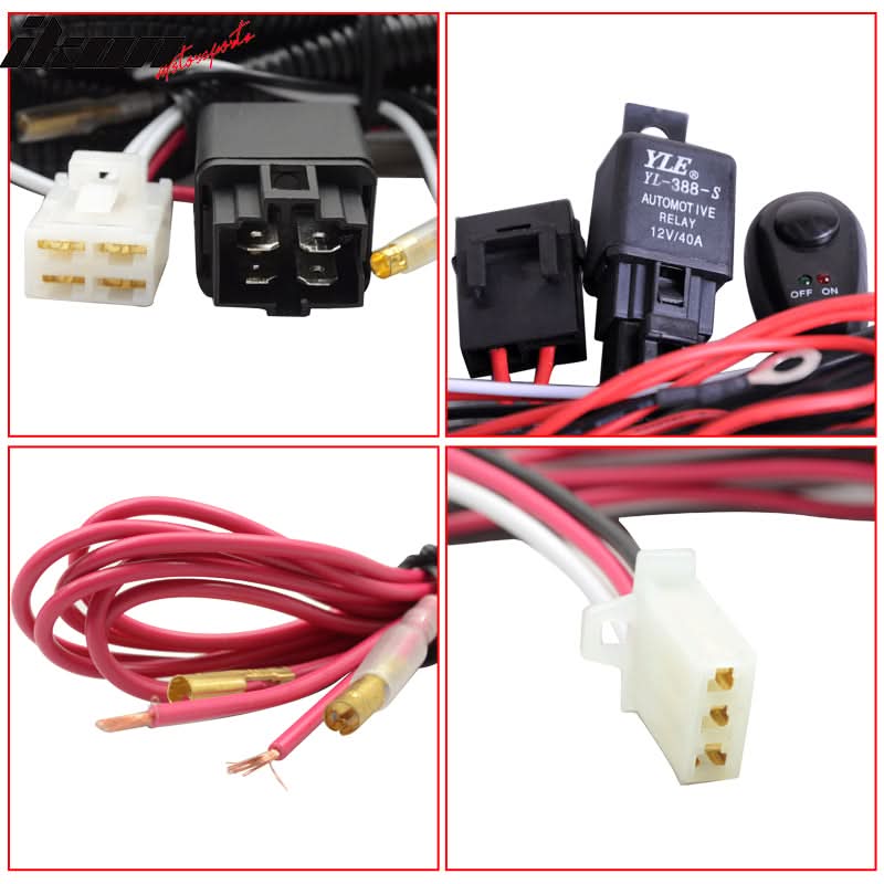 Universal Fog Light Lamp Wiring Harness Kit LED Light Bar Switch Relay