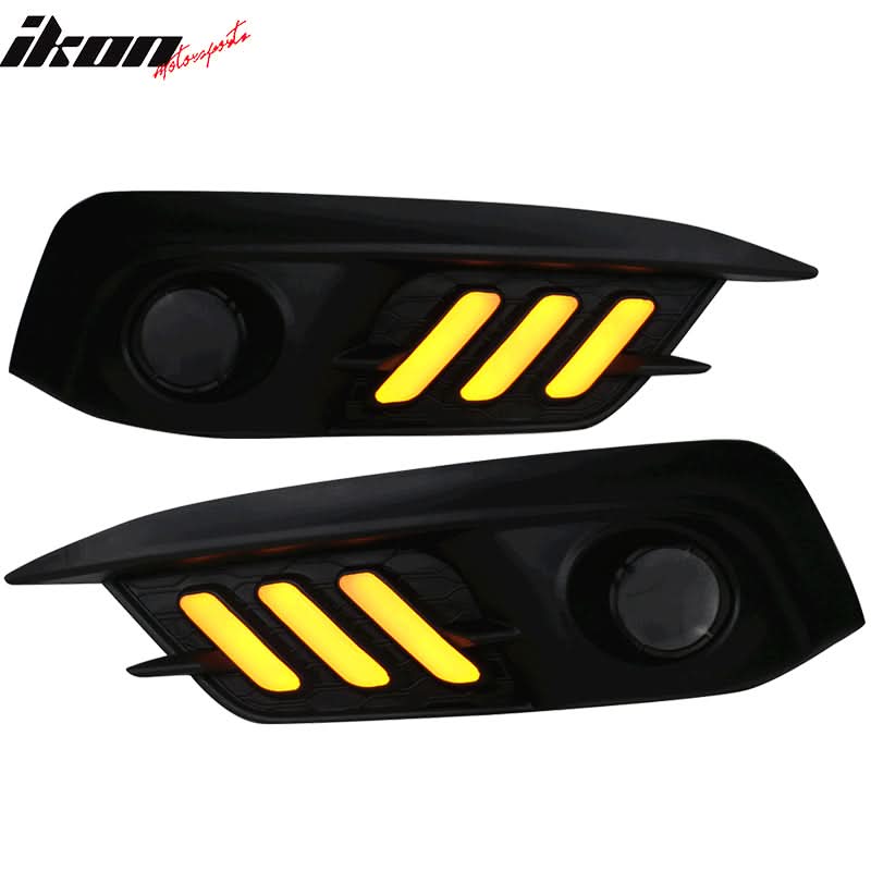 2016-2018Â Honda Civic LED Amber & White Fog light Bezels Cover 2DR 4DR