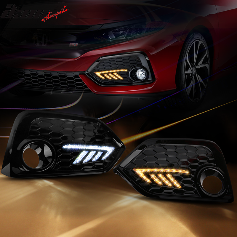 2017-2018Â Honda Civic DRL Fog Light Covers Yellow Signal