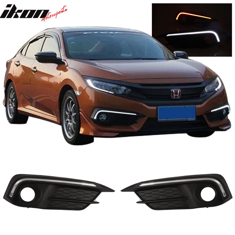 Fits 16-18 Civic Daytime Running Lights Fog Cover Lamp