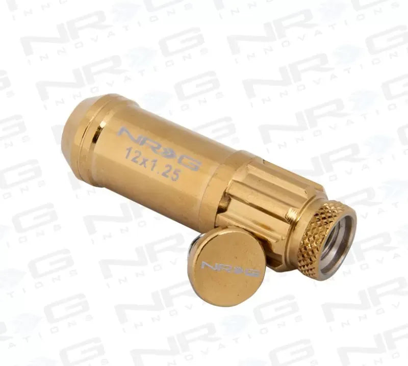 NRG 20-piece 700 Series M12 x 1.25 Steel Lug Nut and dust cap cover Set Chrome Gold plus lock socket
