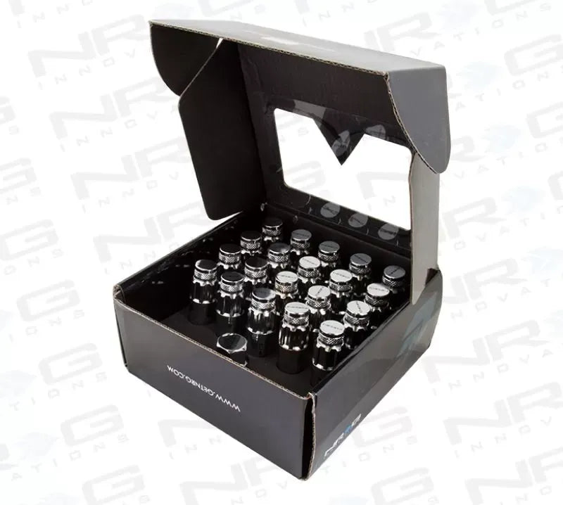 NRG 20-piece 700 Series M12 x 1.25 Steel Lug Nut and dust cap cover Set Silver plus lock socket