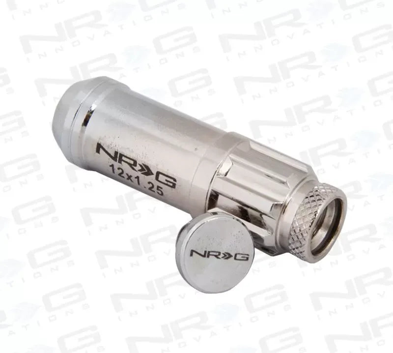 NRG 20-piece 700 Series M12 x 1.25 Steel Lug Nut and dust cap cover Set Silver plus lock socket