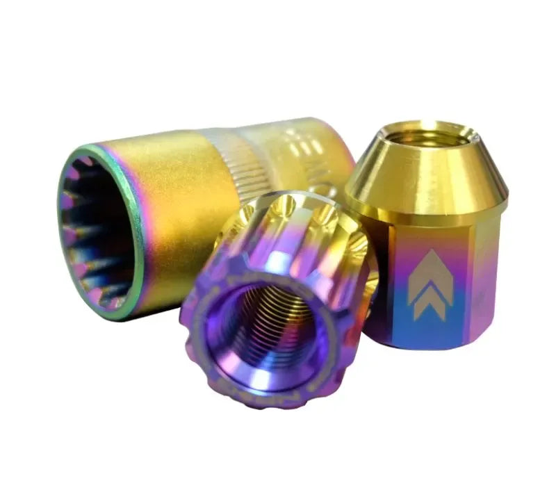 NRG 20-piece 200 Series M12 x 1.25 Lug Nut Set Titanium NeoChrome Plus Lock Socket