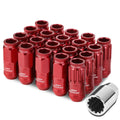 Acorn Style Aluminum Lug Nuts M12x1.25 50mm Red 16pcs + 4 Locks