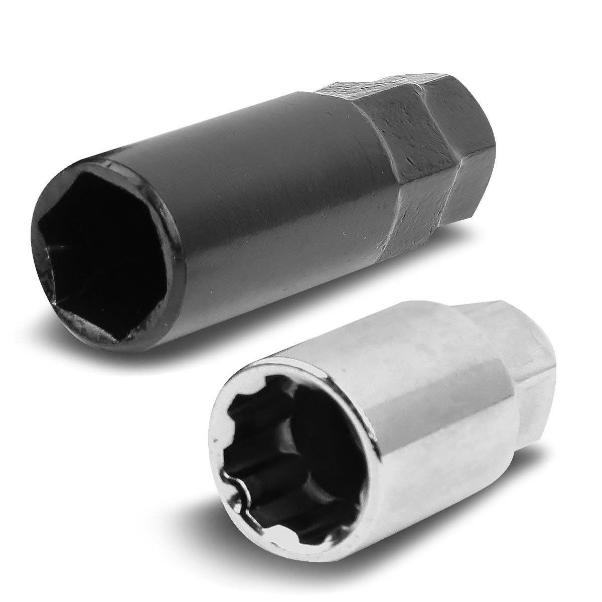 M12 x 1.25 Aluminum Lug Nuts Set - 45mm Closed End with Locks - Aluminum