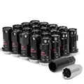 M12 x 1.25 Aluminum Lug Nuts Lock Set 16 Pcs + 4 Locks Black/Silver