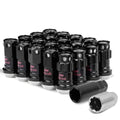 M12x1.5 Aluminum Lug Nuts 45mm Closed End 16pc + 4 Locks Black Silver