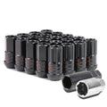 Steel Lug Nuts M12x1.5 Acorn Extended 16pcs + 4 Locks Black