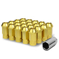 M12x1.25 Aluminum Lug Nuts - Acorn Knurled Extended Style - Gold 20pc