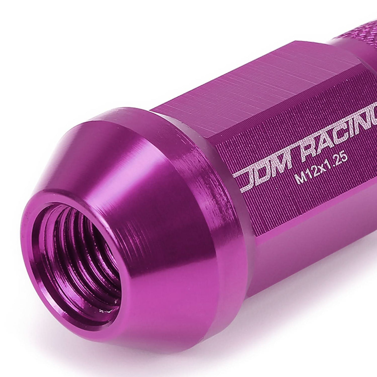 Aluminum Lug Nuts M12x1.25 Purple Acorn Knurled Extended 20pc Set