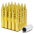 M12 x 1.5 60mm Extended Spike Lug Nuts 20pc Set Aluminum Gold