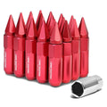 M12 x 1.5 Aluminum Spike Lug Nuts 60mm/90mm Red 20pc Set