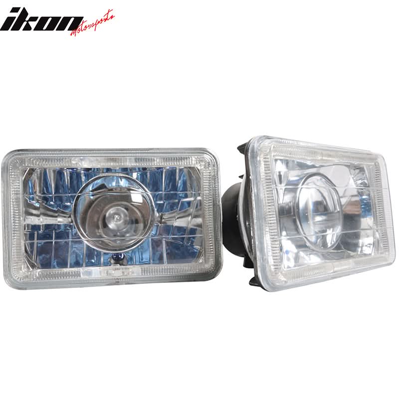 6x4 Inch Sealed Beam Chrome Housing Projector Headlight lamp Glass Len
