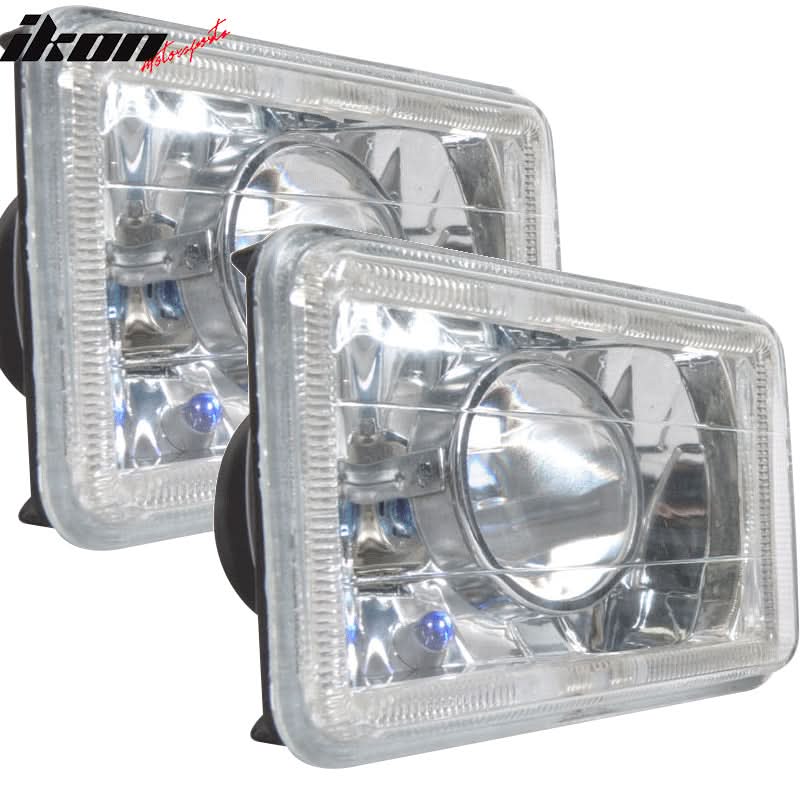 6x4 Inch Sealed Beam Chrome Housing Projector Headlight lamp Glass Len