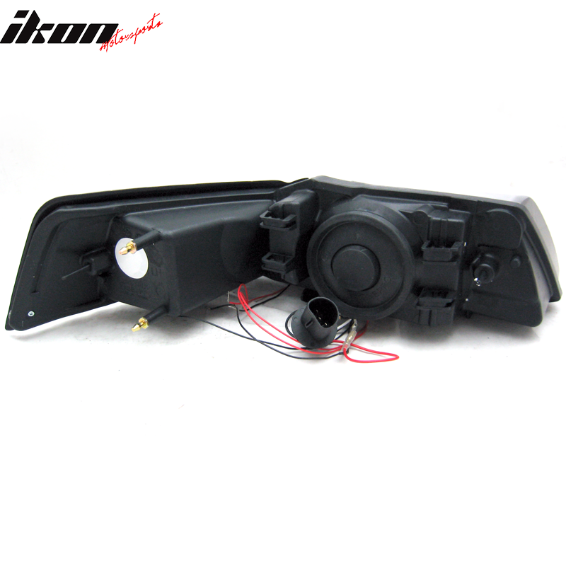 1999-2004 Ford Mustang Black Projector Headlights Lamps Amber Pair