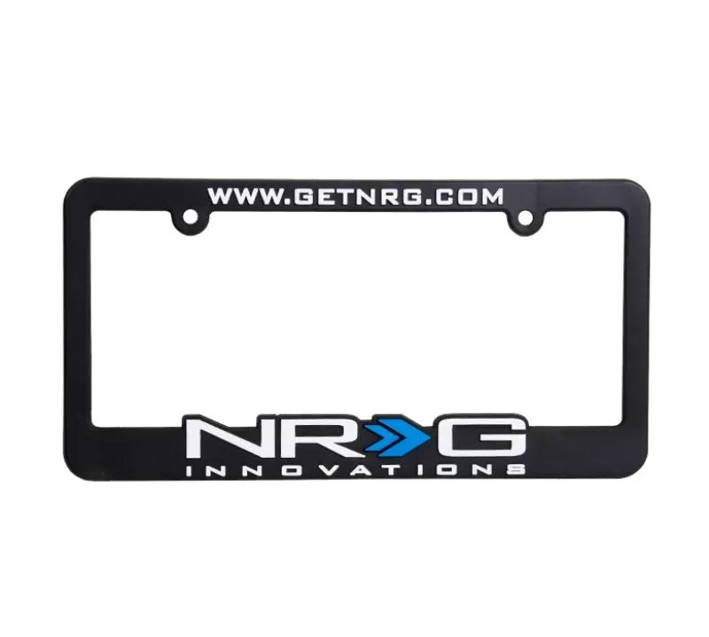 NRG License Plate Frame White with blue