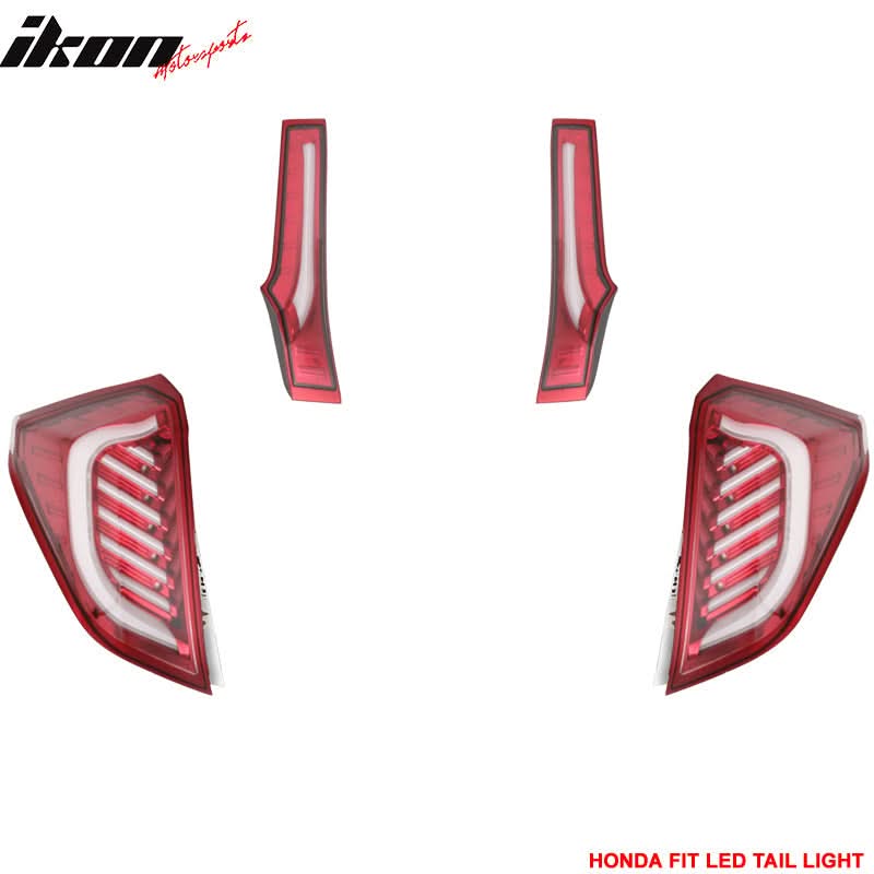Fits 14-17 Honda FIT JAZZ LEDBar Tail Lights Switchback - Red Clear