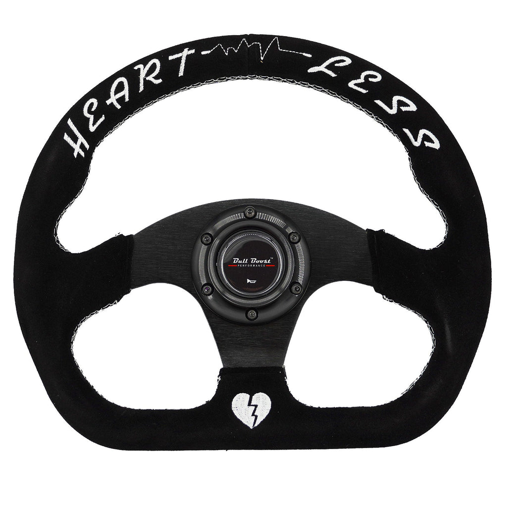 Heartbreak Lightweight Flat Racing Billet 6-Bolt Steering Wheel Black Alcantara Quadro