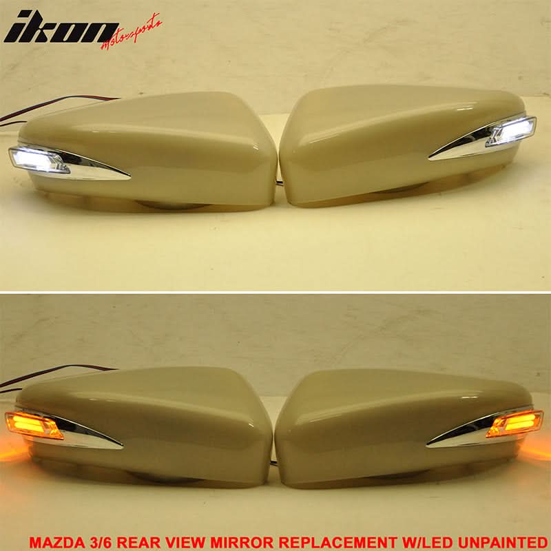 2014-2016 Mazda 3 6 Side Mirror Outer Shell Cover Replacement CCFL ABS