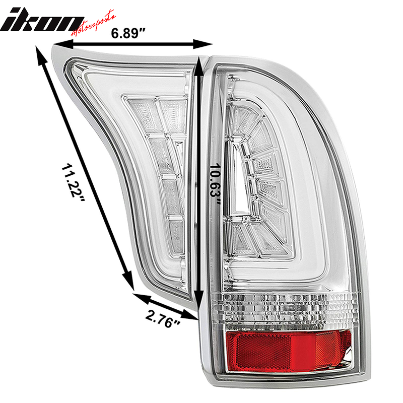 2005-2015 Toyota Tacoma LED Clear Lens Chrome Housing Tail Lights