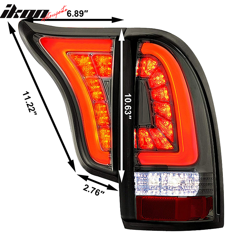 2005-2015 Toyota Tacoma Smoke Lens Chrome Housing LED Tail Lights