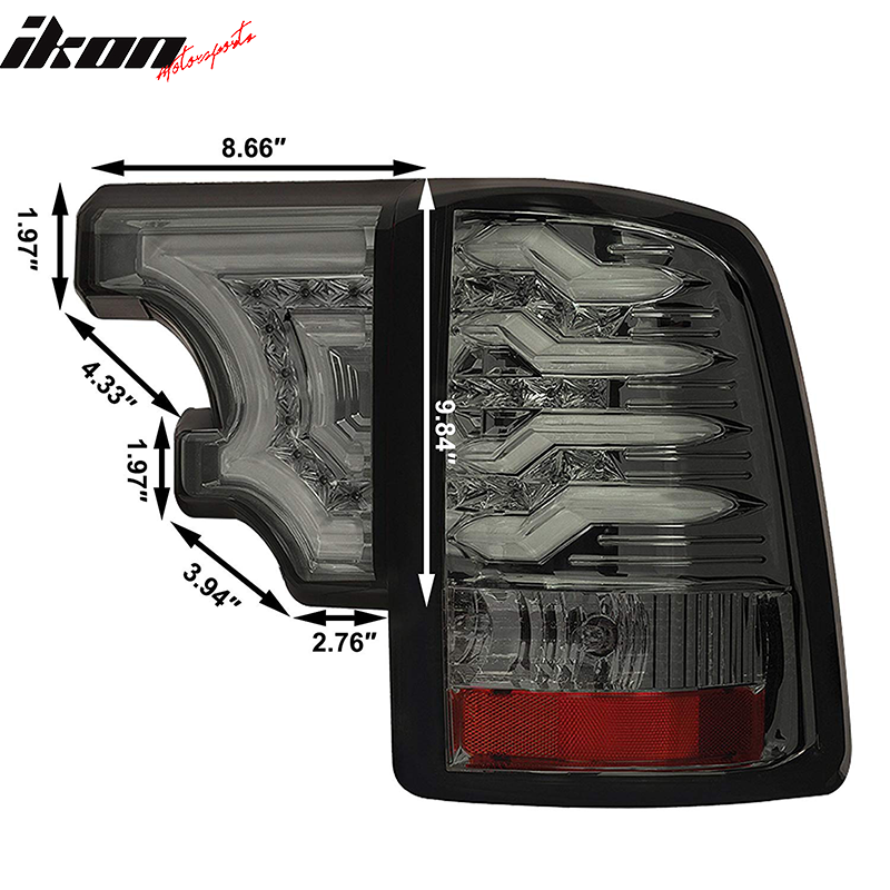 2009-2016 Dodge RAM Smoke Lens Chrome Housing LED Tail Lights