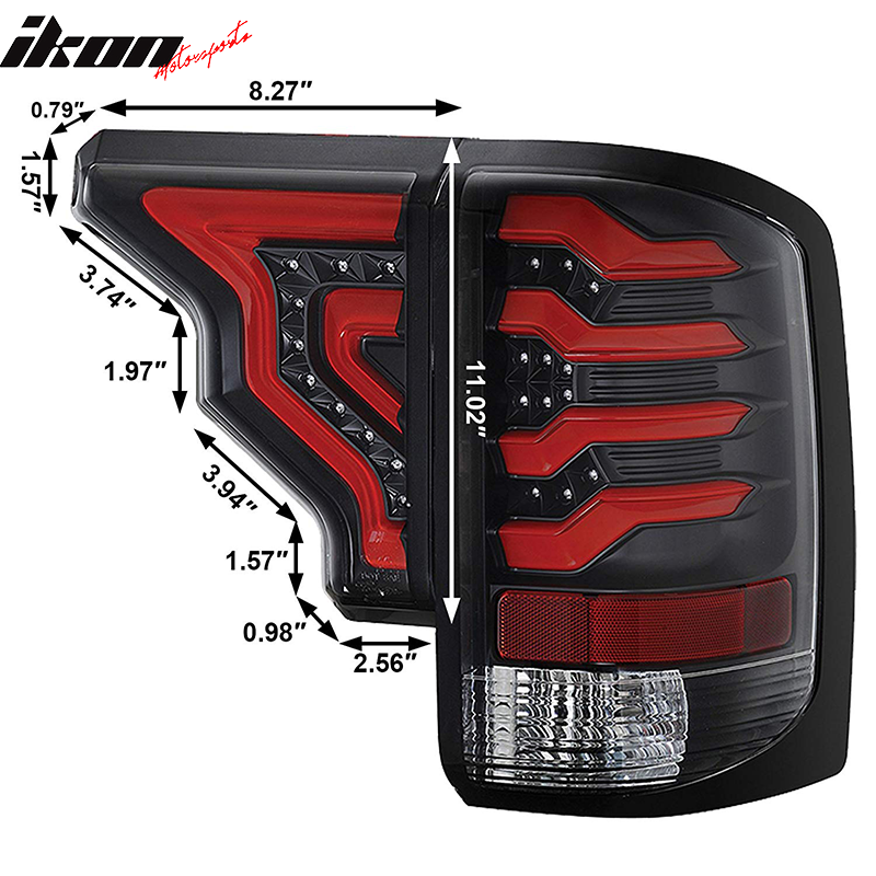 2014-2019 GMC Sierra Clear Lens Black Housing Red Bars LED Tail Lights