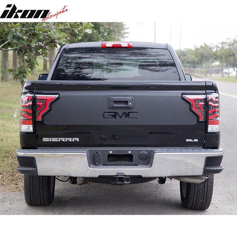 2014-2019 GMC Sierra Clear Lens Black Housing Red Bars LED Tail Lights