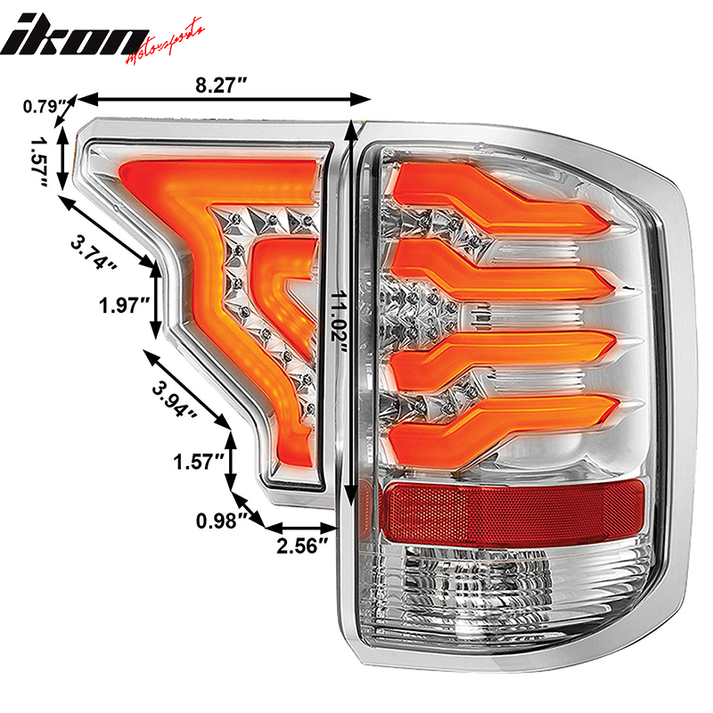 2014-2019 Silverado Clear Lens Chrome Housing LED Tail Lights