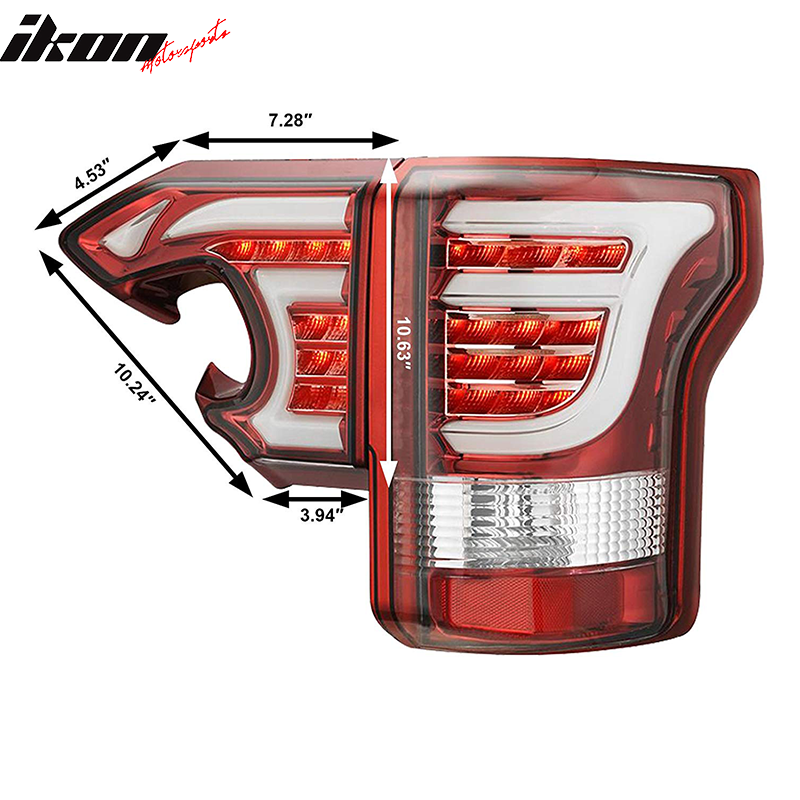 2015-2017 Ford F150 Sequential Clear Lens Red Housing LED Tail Lights