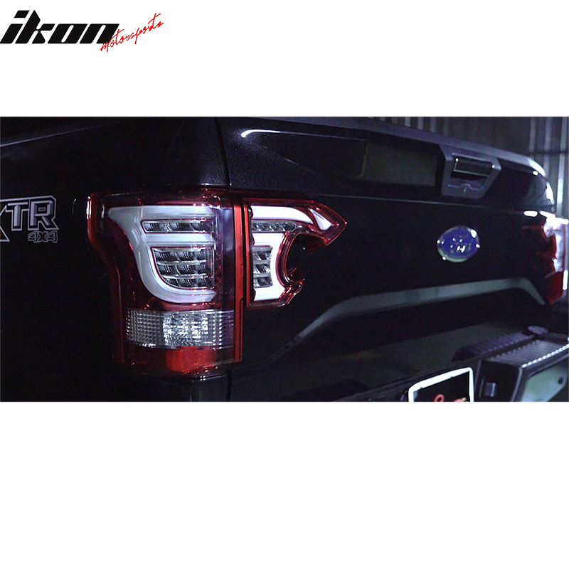 2015-2017 Ford F150 Sequential Clear Lens Red Housing LED Tail Lights