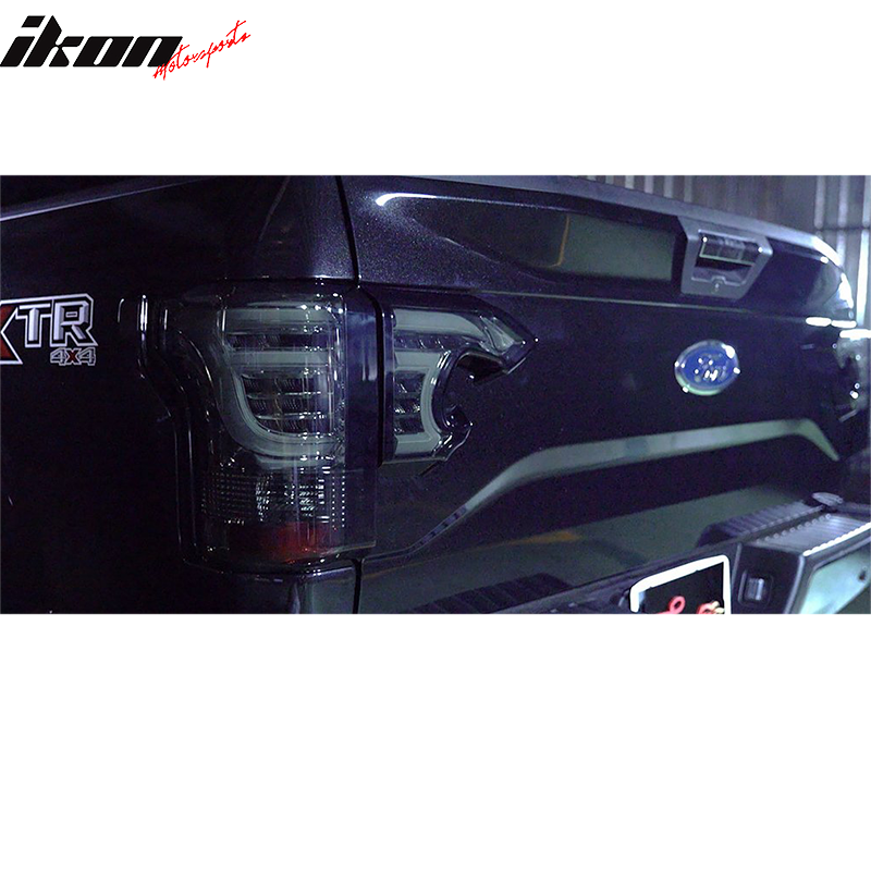 2015-2017 Ford F-150 Smoke Lens Chrome Housing Sequential Tail Lights