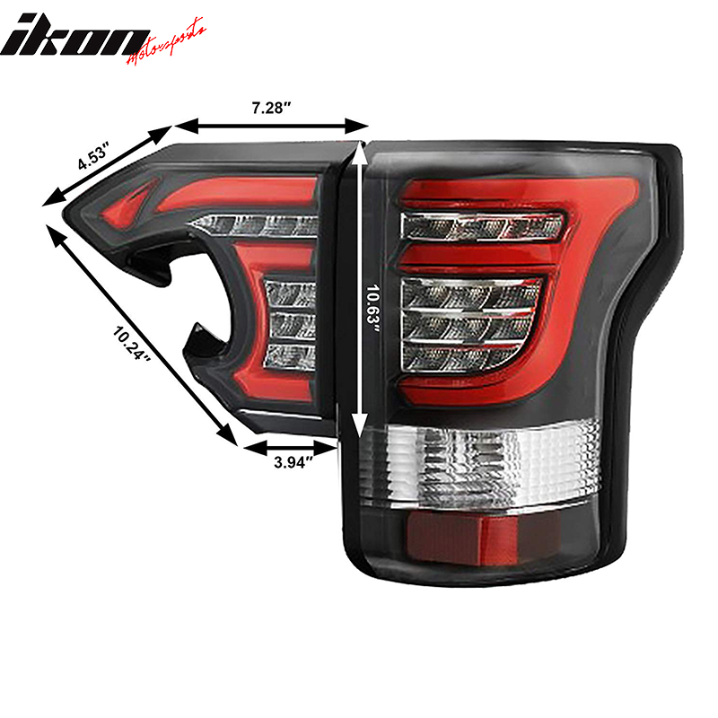 2015-2017 Ford F-150 Clear Lens Black Housing Sequential Tail Lights