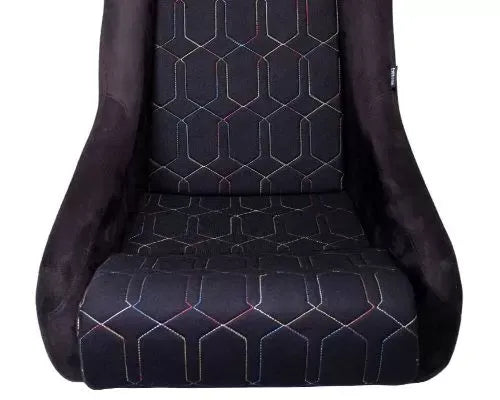 NRG Frp Bucket Seat Multi Color Stitching In Geometric Pattern - Large